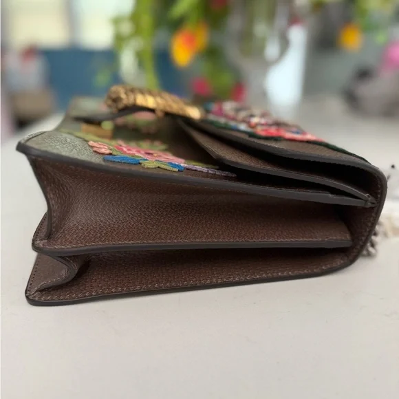 GUCCI Calfskin Web Owl Embroidered Medium Dionysus Shoulder Bag New Acero ~ NWT - Picture 7 of 16